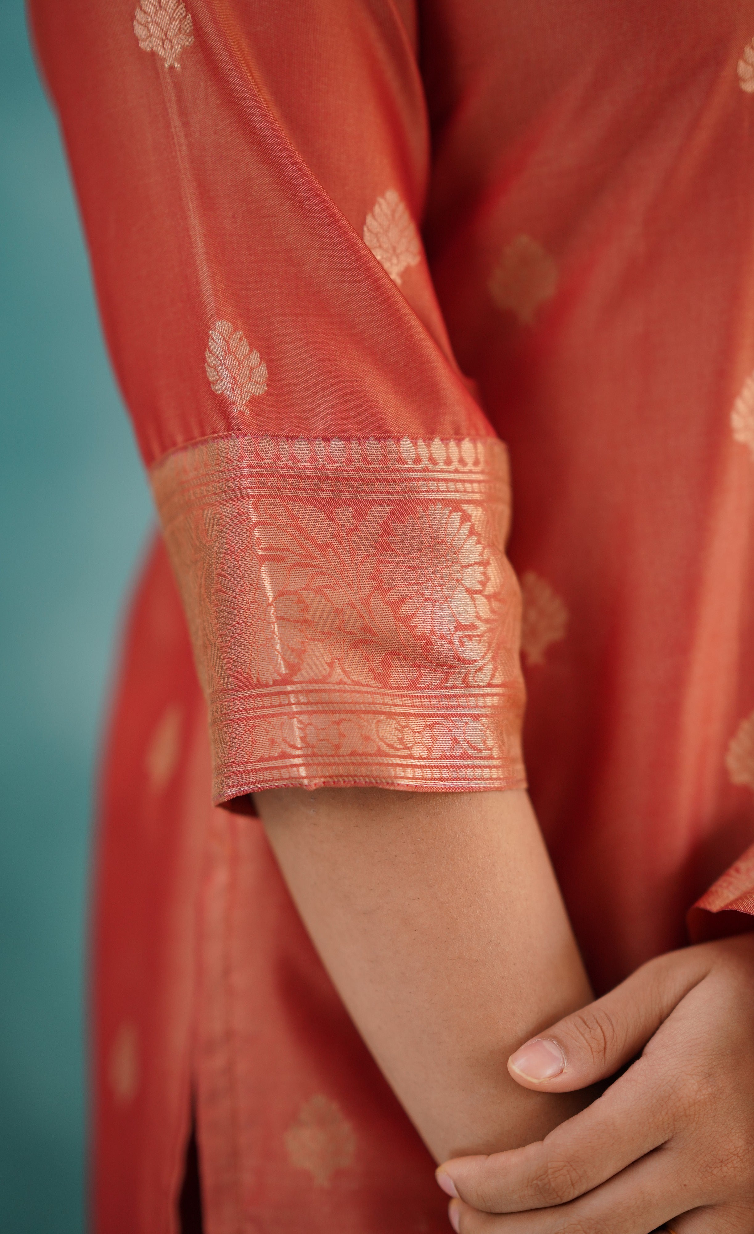 Sanvi - Peach Blended Paithani Silk Salwar  Plus Size