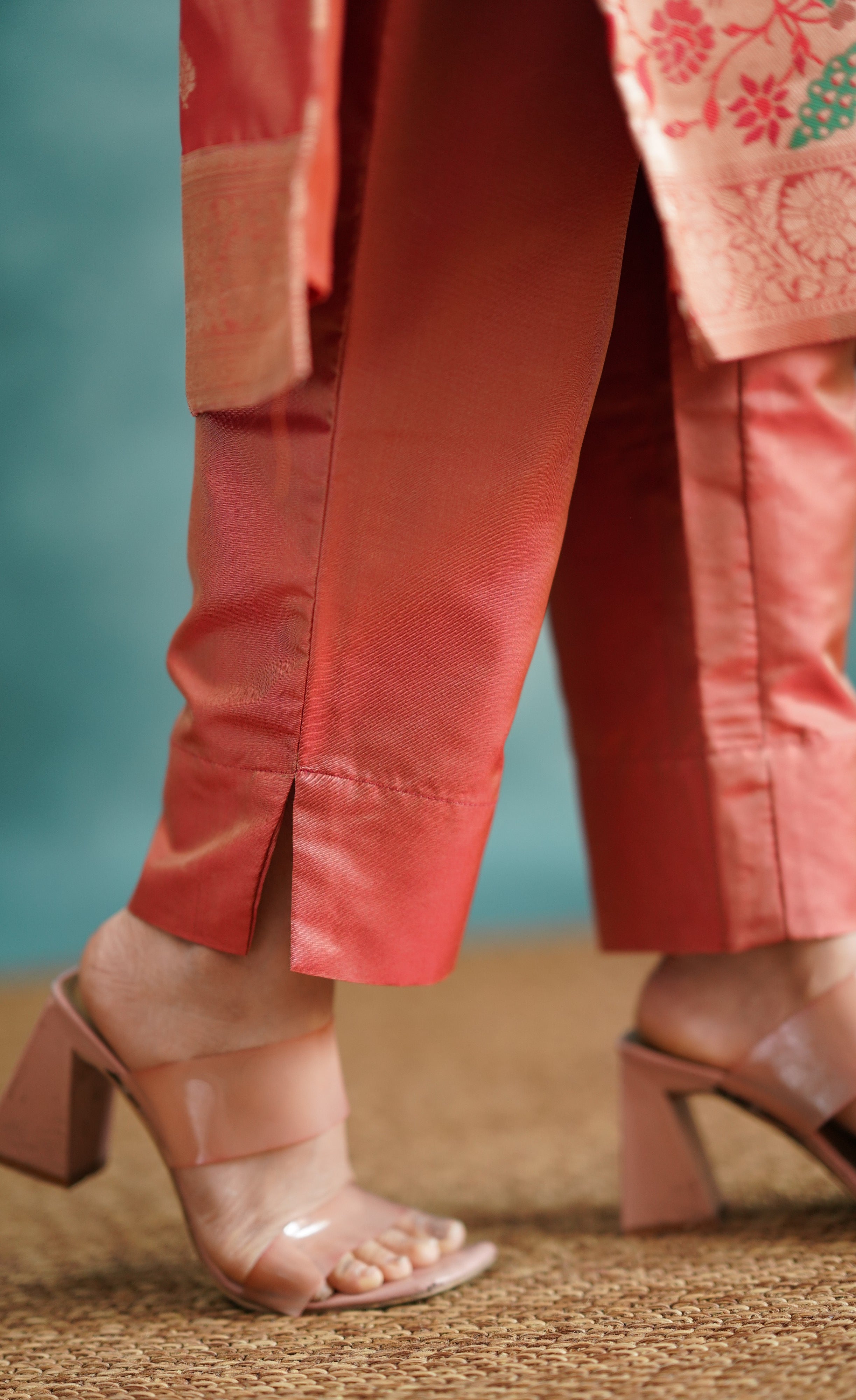 Sanvi - Peach Blended Paithani Silk Salwar  Plus Size