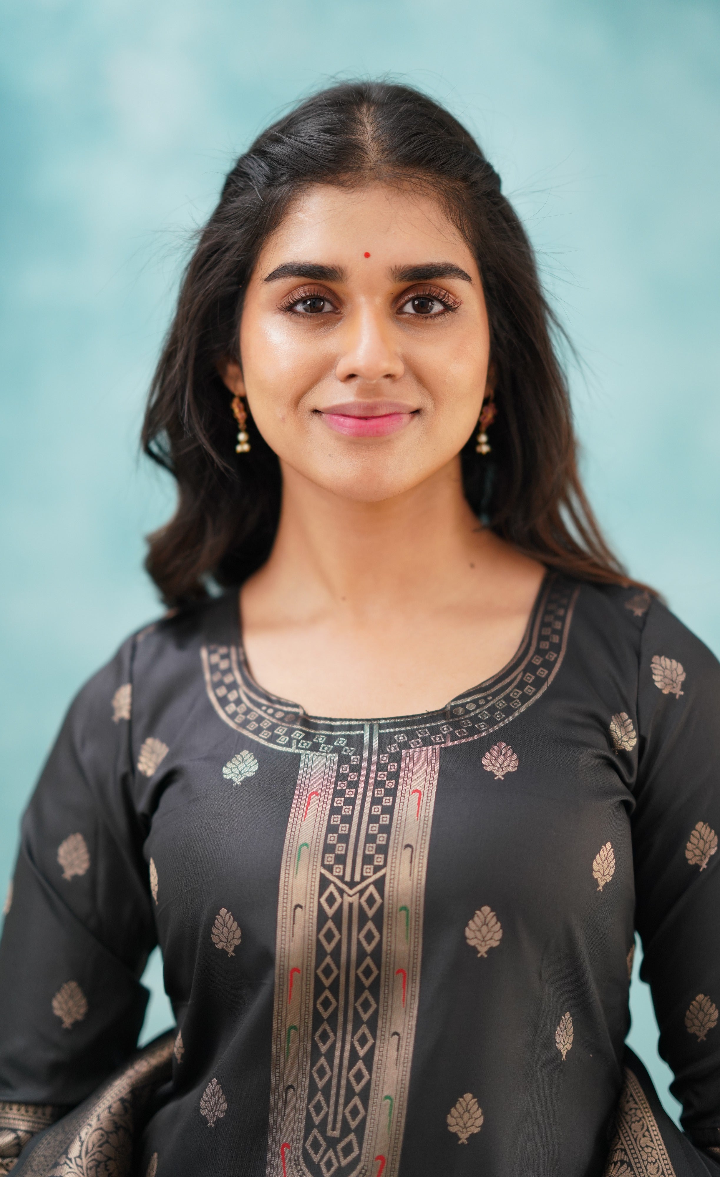 Sanvi - Black Blended Paithani Silk Salwar  Plus Size