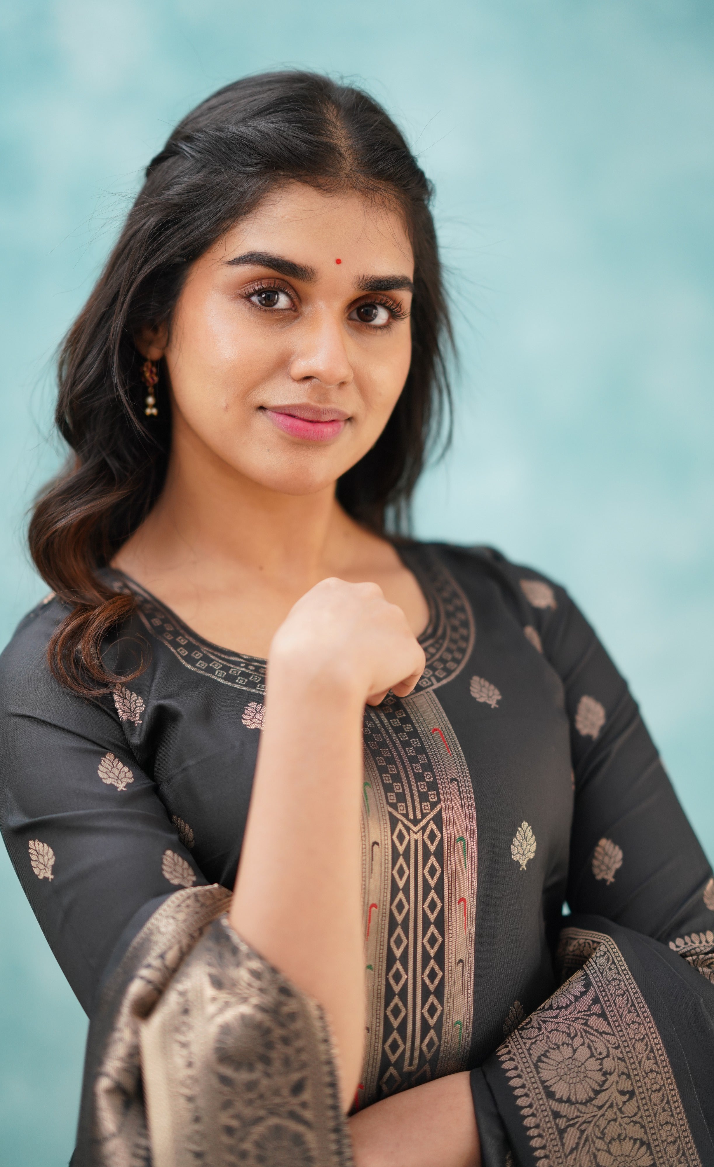 Sanvi - Black Blended Paithani Silk Salwar  Plus Size