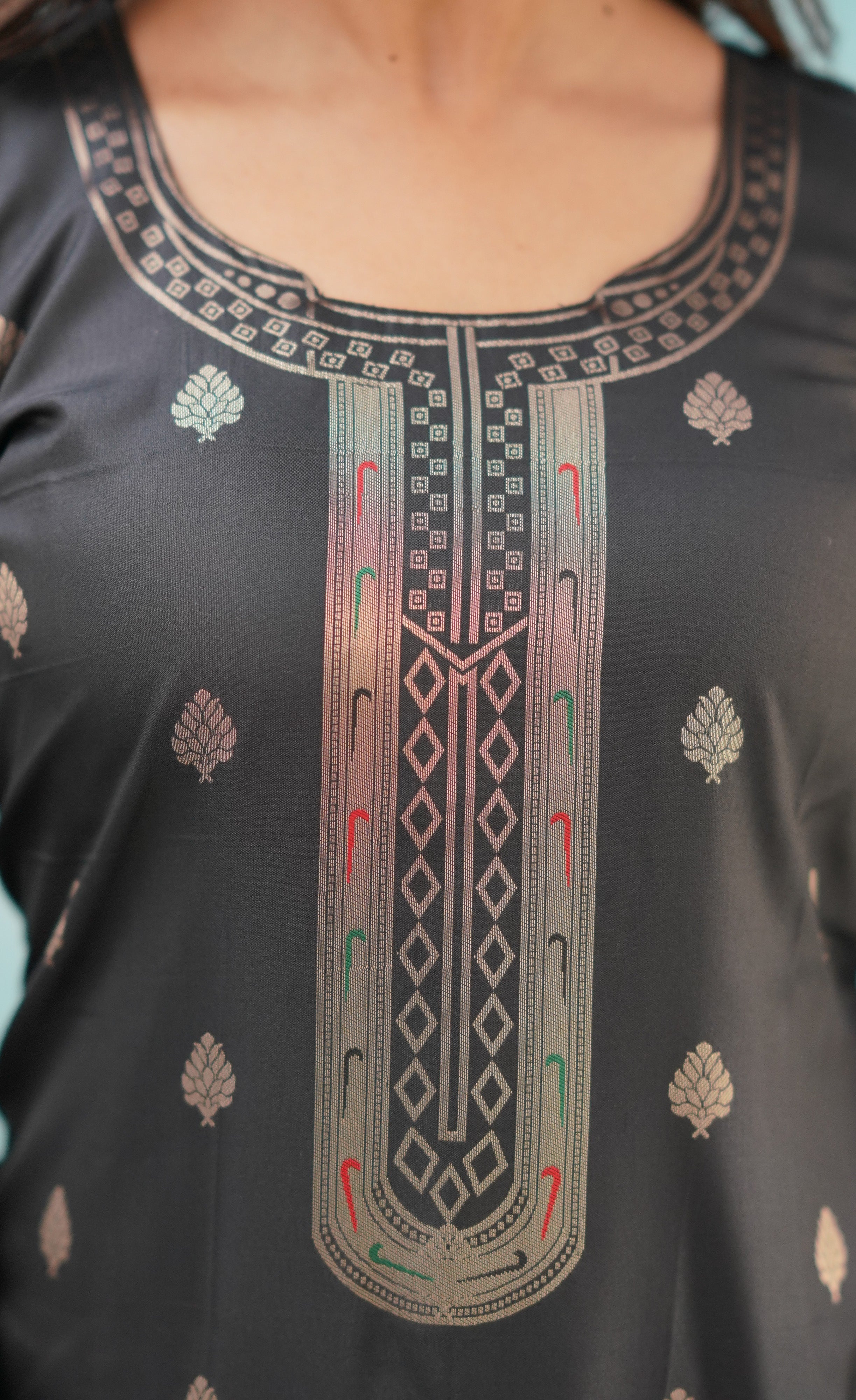 Sanvi - Black Blended Paithani Silk Salwar  Plus Size