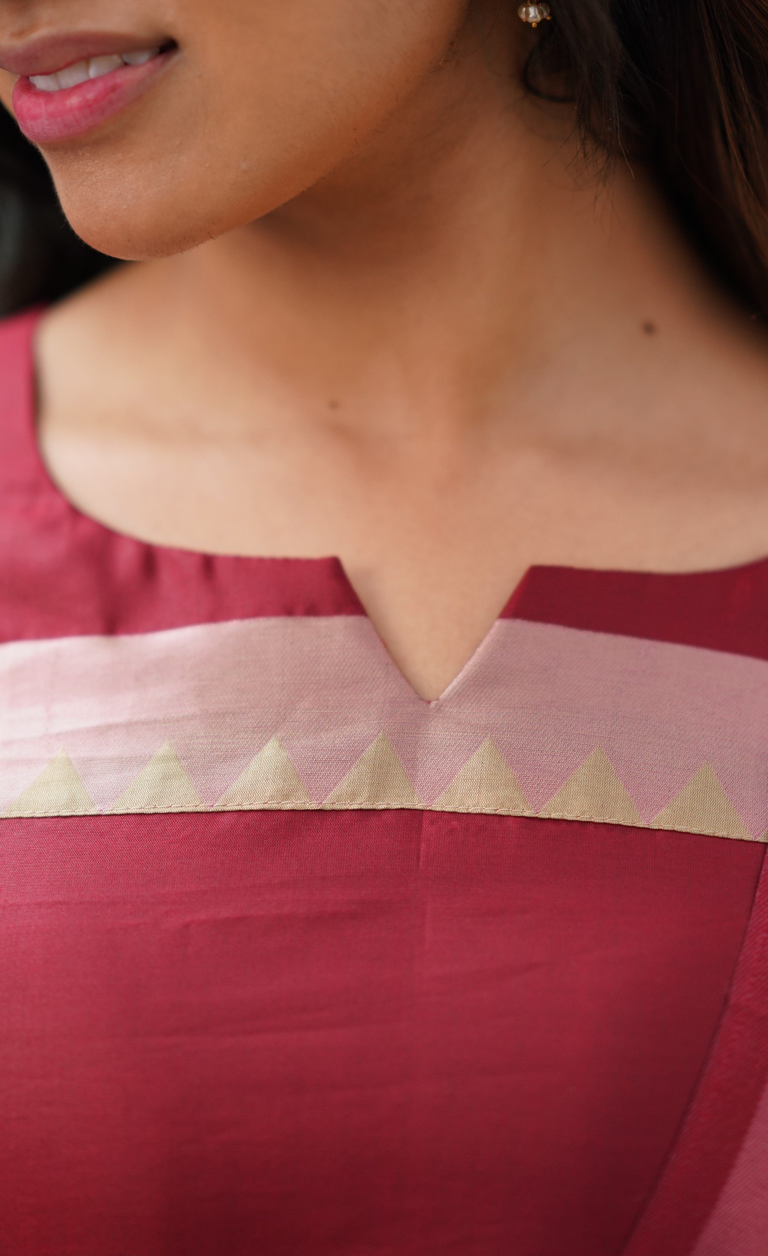 Sanvi - Reddish Maroon and Beige Semi Kanchipuram Silk Salwar Plus Size