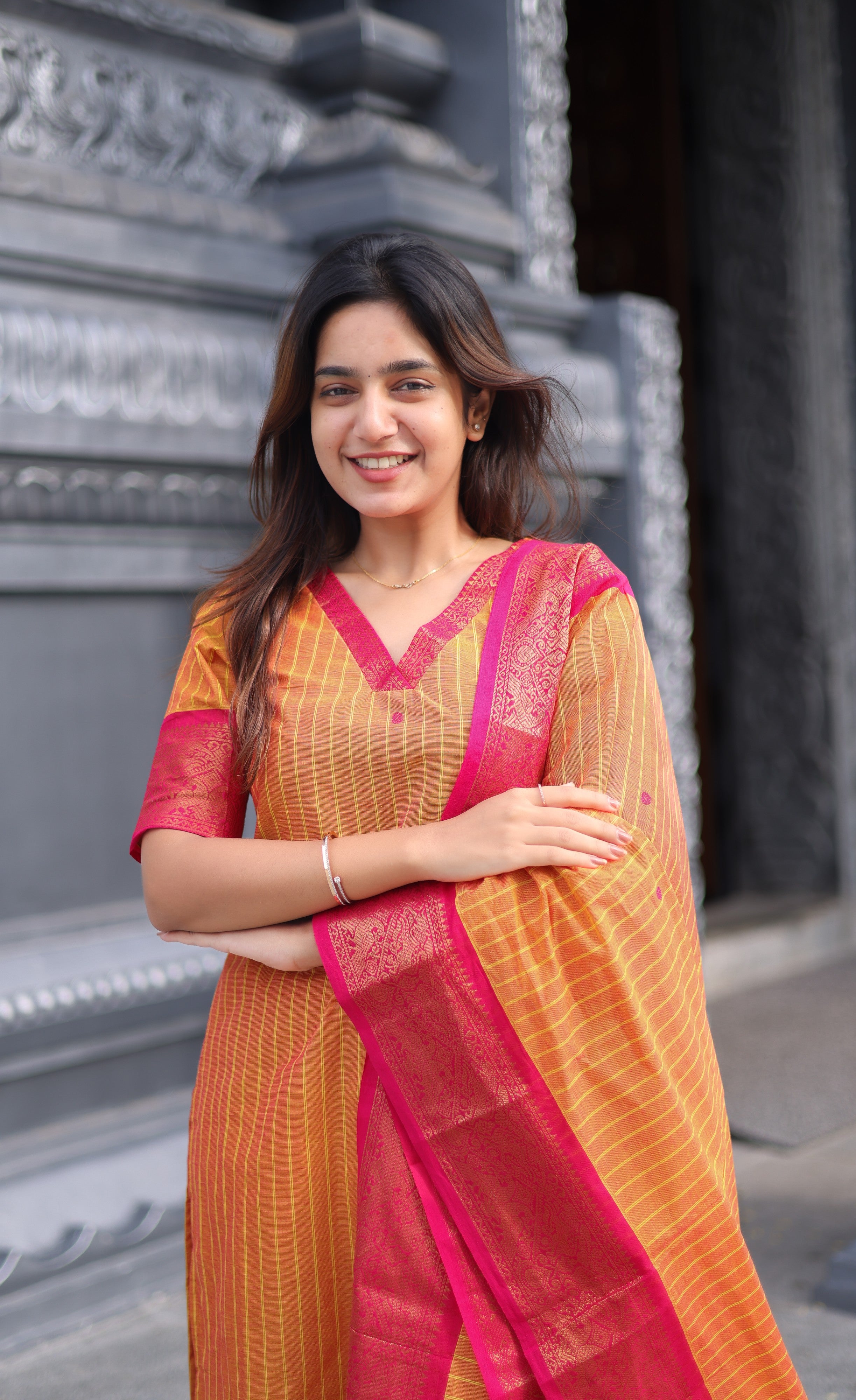 Meera Cotton Salwar - Two Tone Orange shade and Pink tone Plus Size