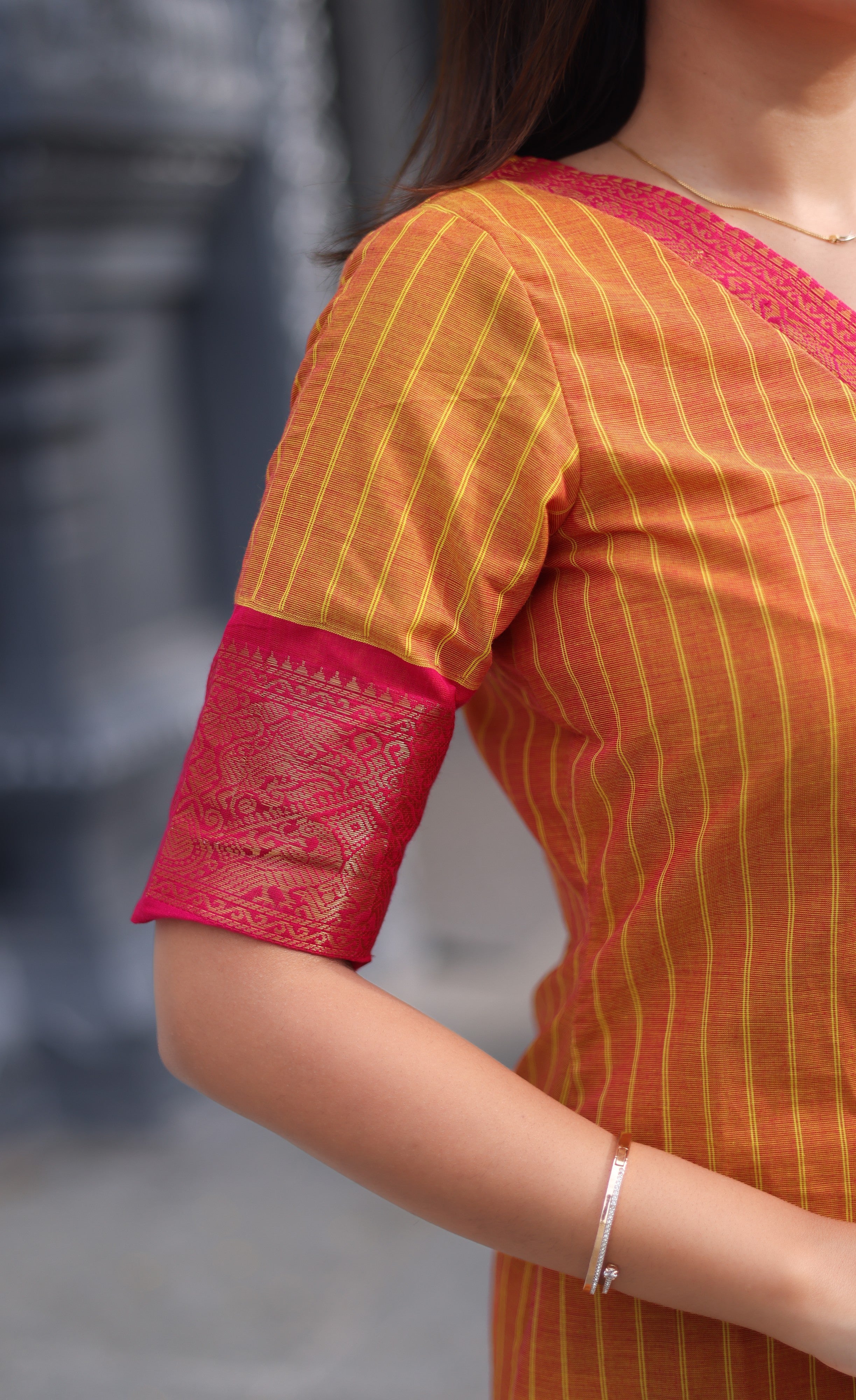 Meera Cotton Salwar - Two Tone Orange shade and Pink tone Plus Size