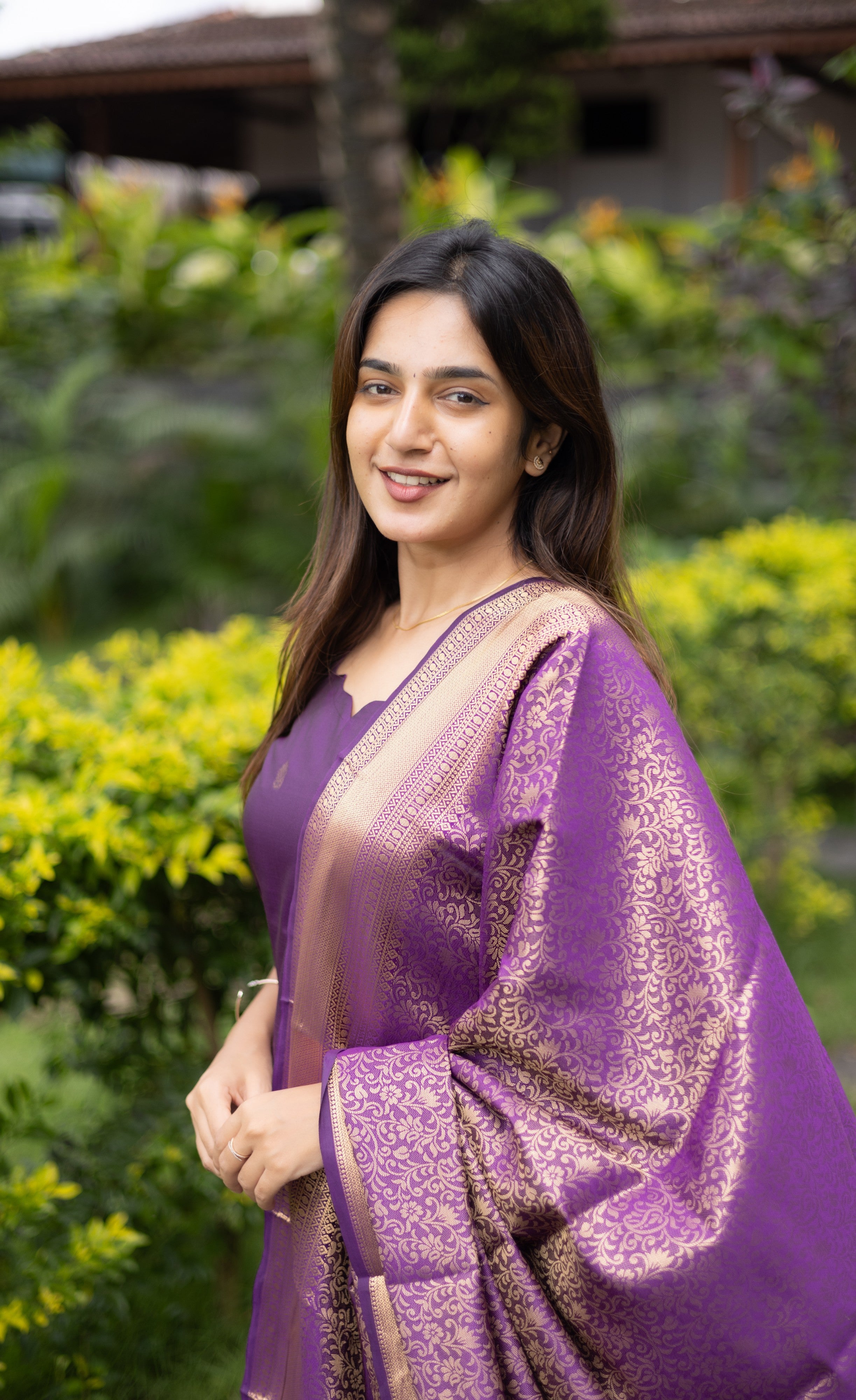Sanvi Blended Silk Salwar - Purple Plus Size