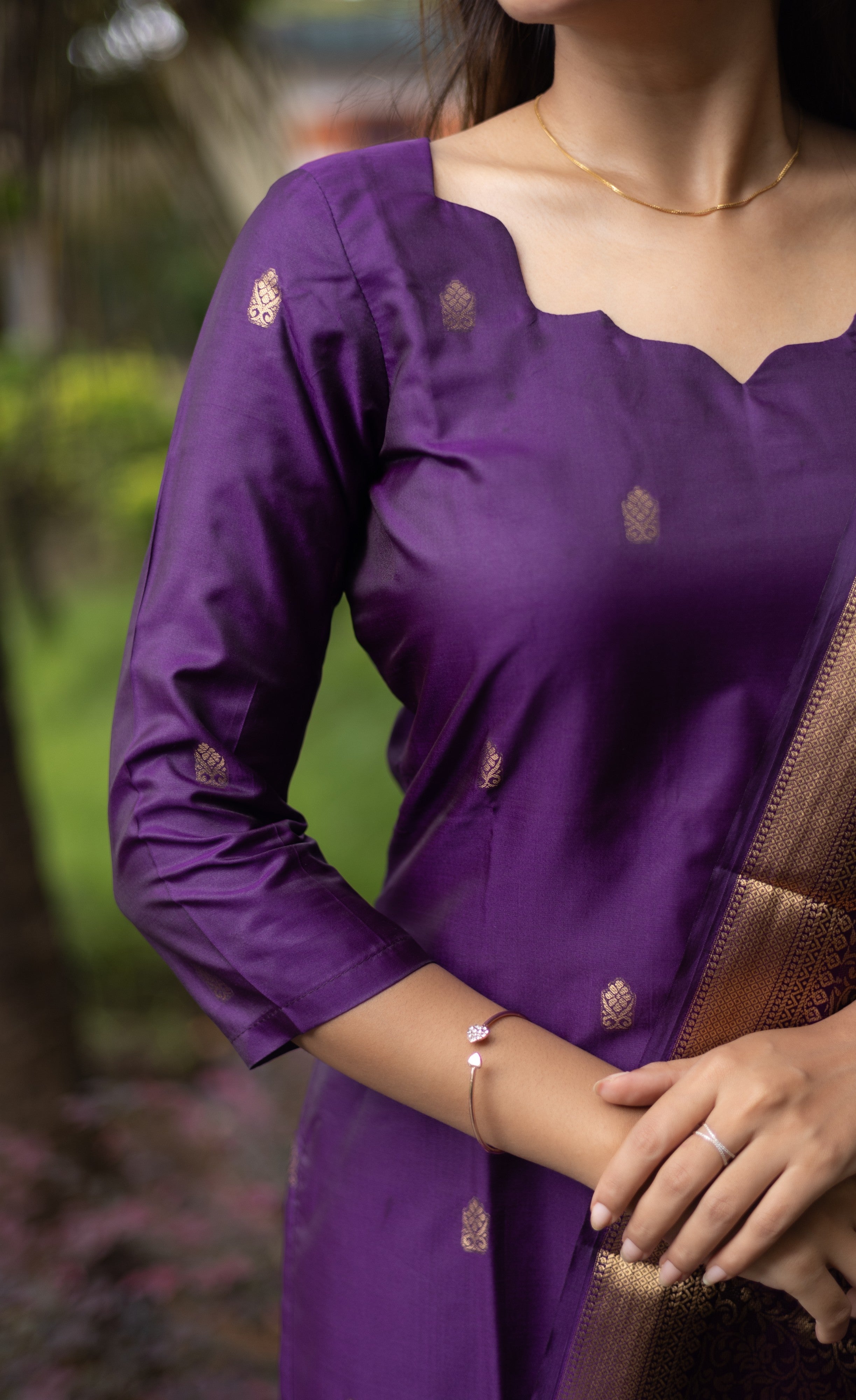 Sanvi Blended Silk Salwar - Purple Plus Size