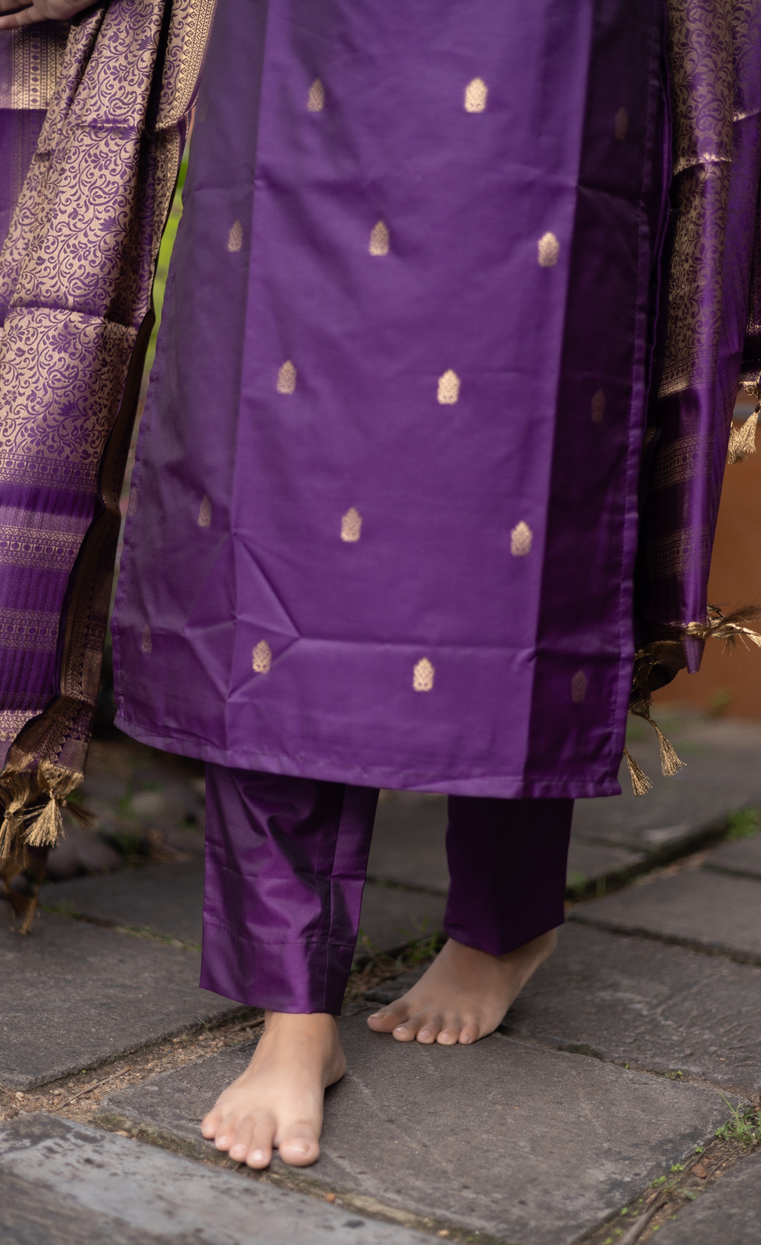 Sanvi Blended Silk Salwar - Purple Plus Size