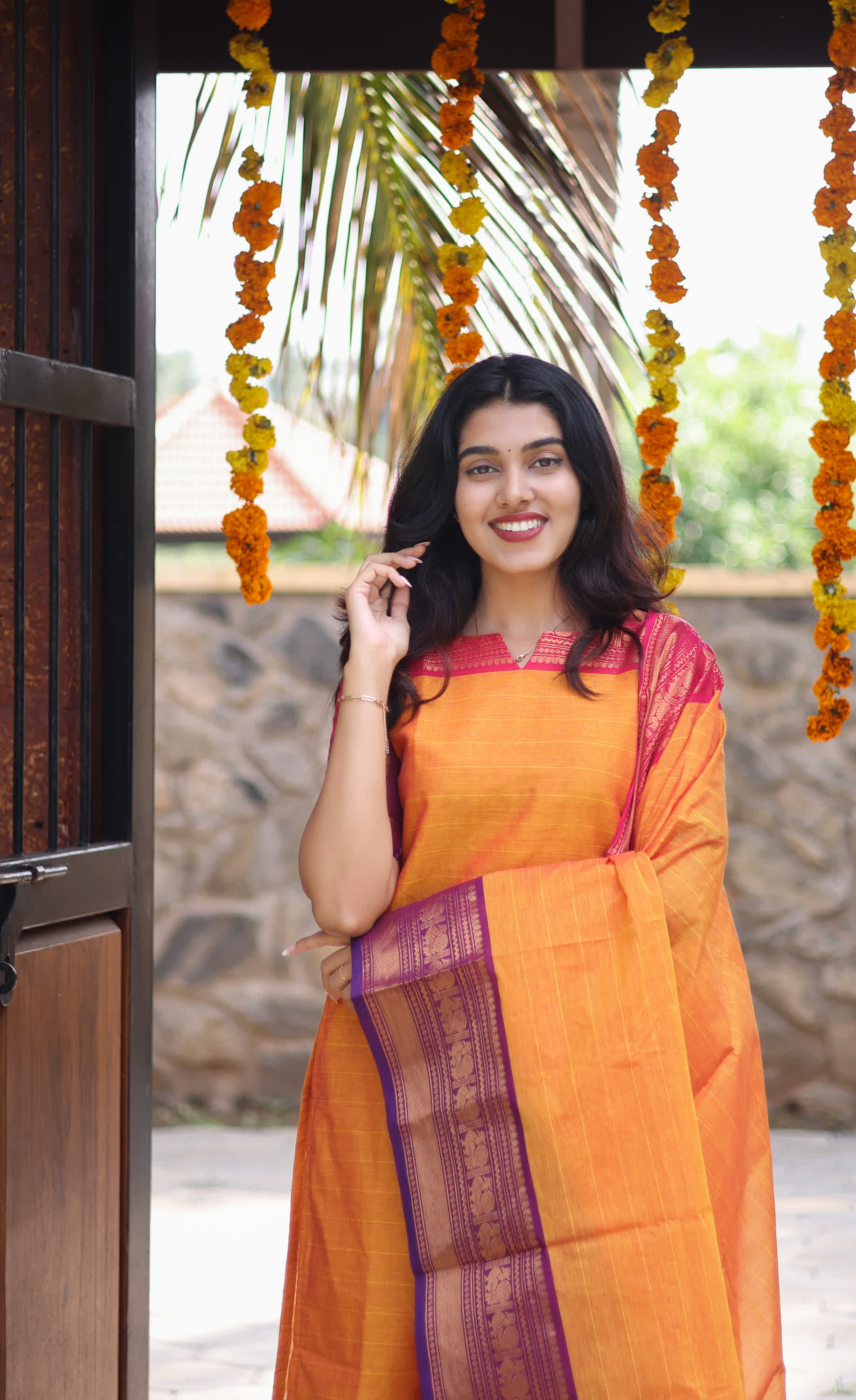 Meera Two tone Orange with Purple Chettinad Cotton Salwar