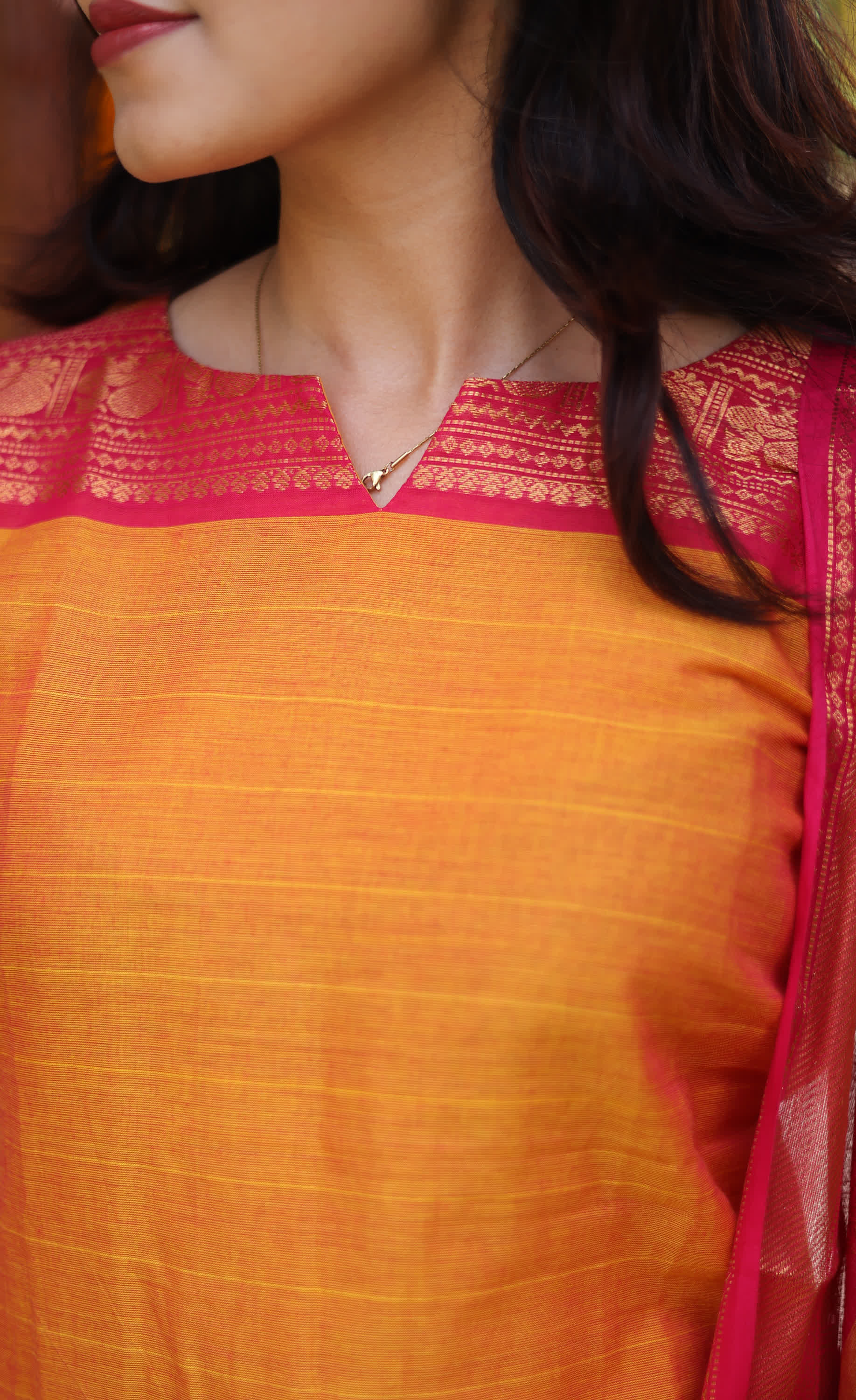 Meera Two tone Orange with Purple Chettinad Cotton Salwar