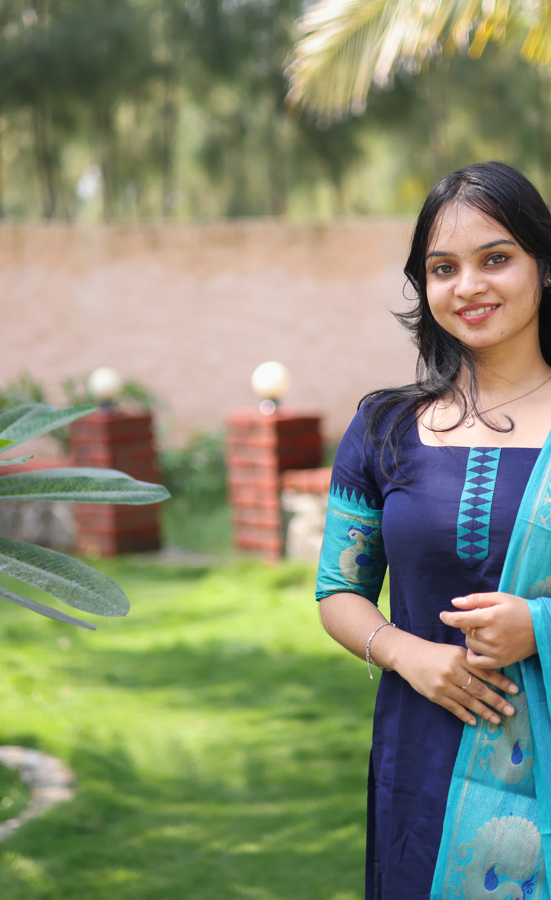 Meera Dark Blue with Light Blue Chettinad Cotton Salwar