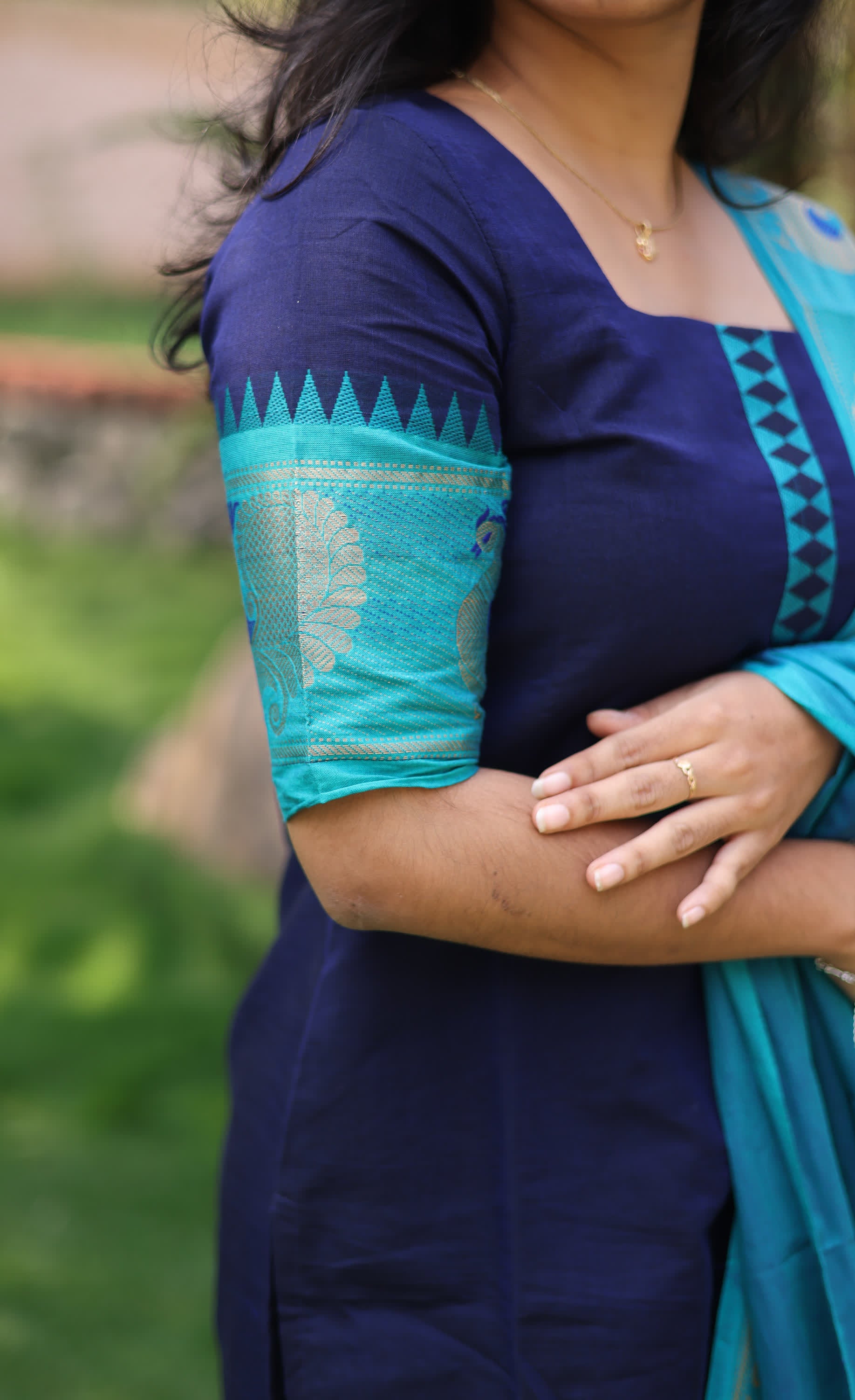 Meera Dark Blue with Light Blue Chettinad Cotton Salwar