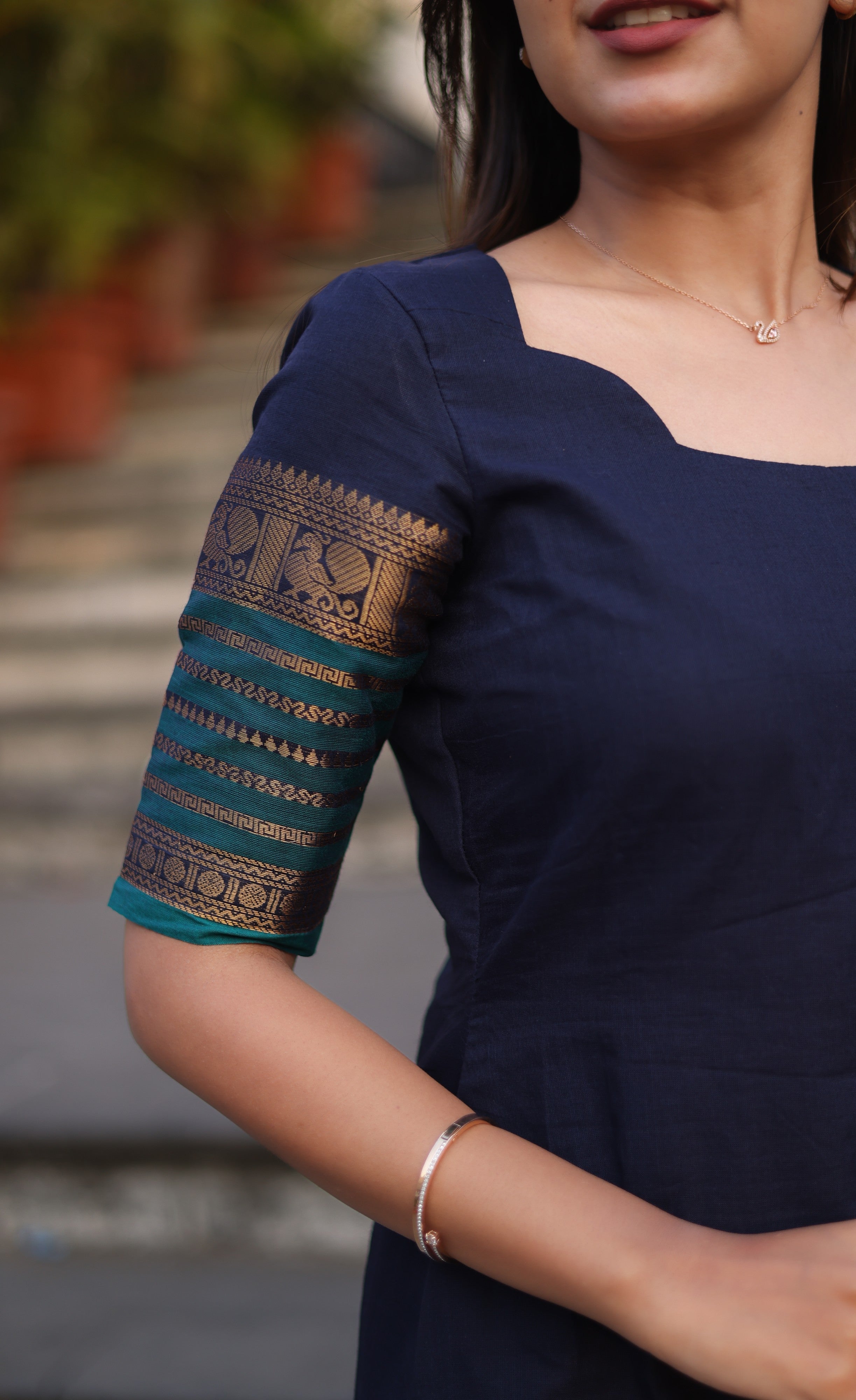 Meera Cotton Salwar - Navy Blue and Peacock Blue salwar