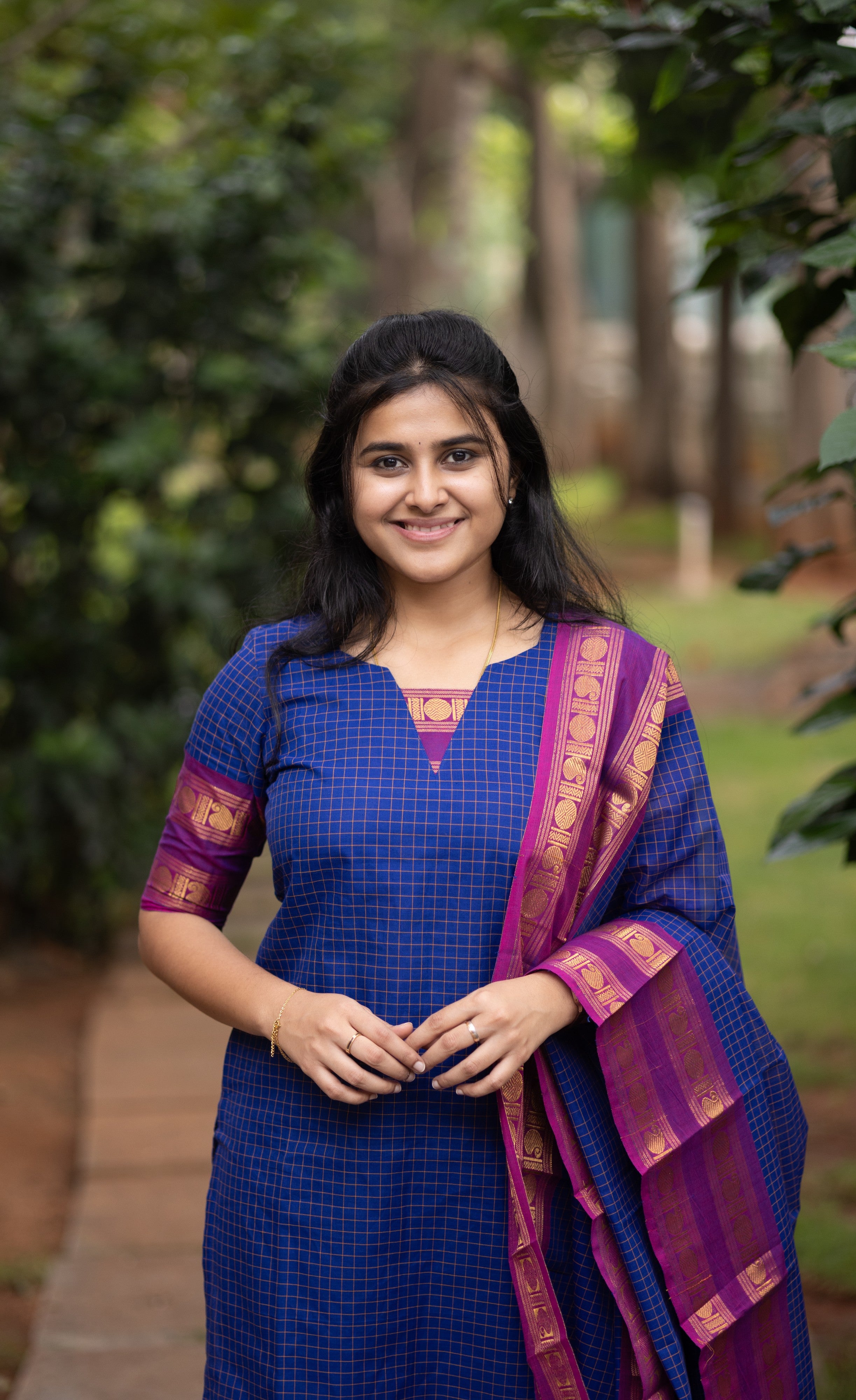 Meera Dark Blue wiith Magenta Chettinad Cotton Salwar