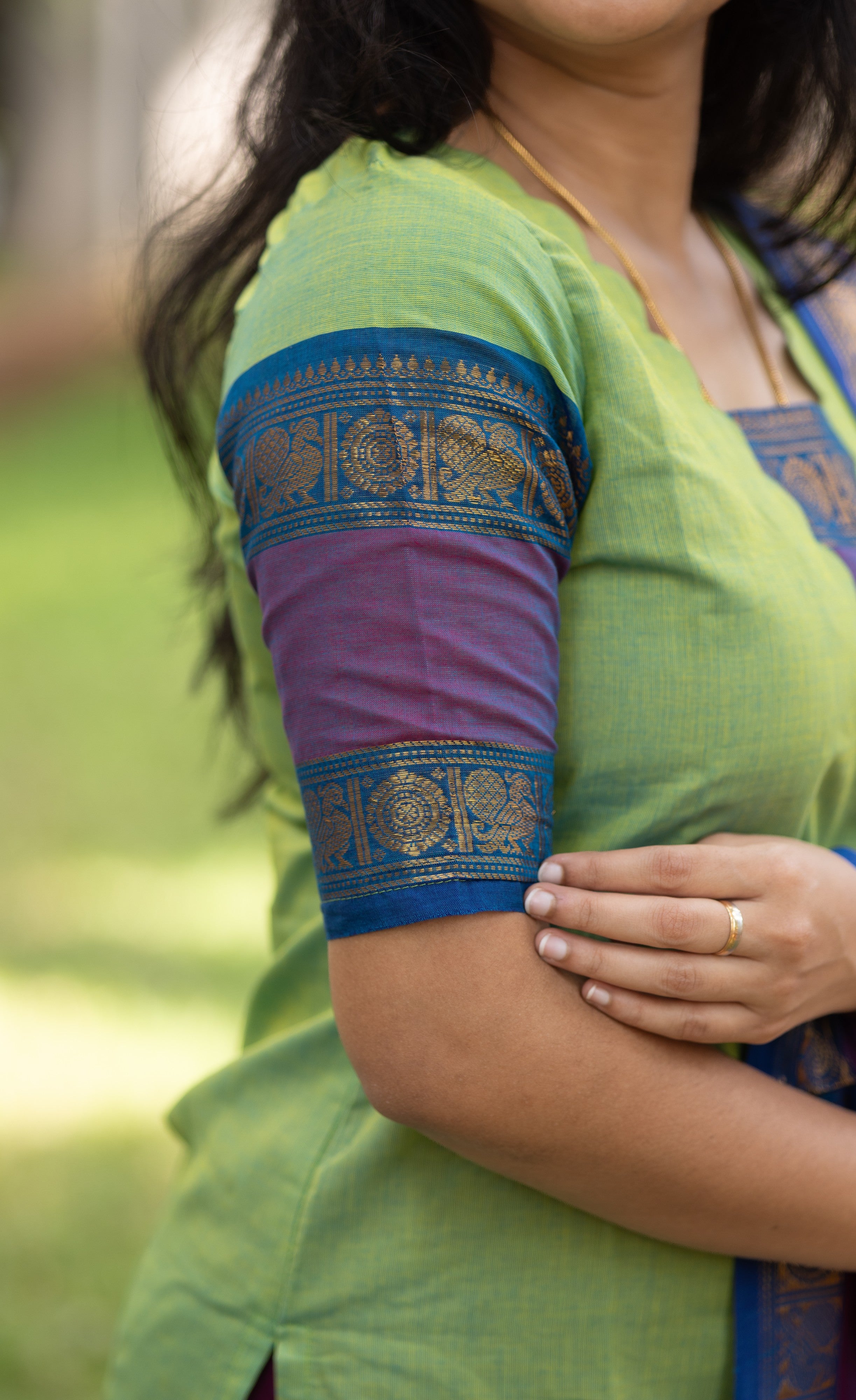 Meera Dual tone Green with Violet Chettinad Cotton Salwar