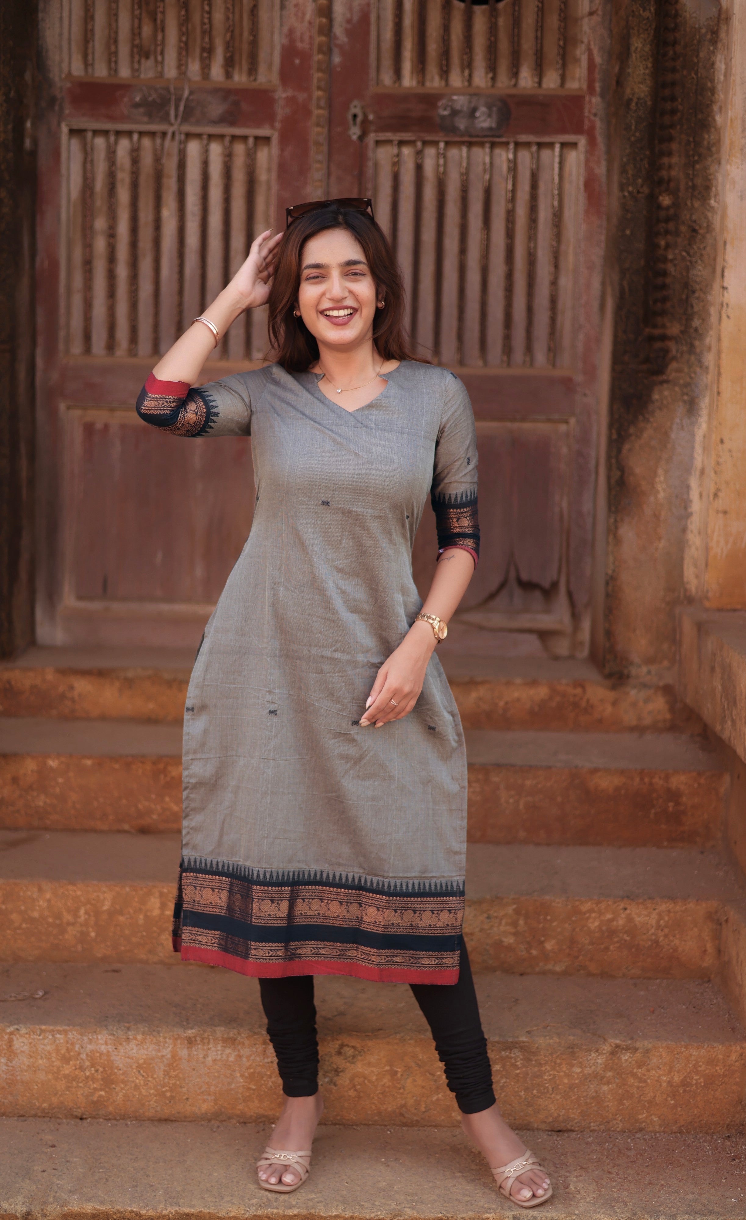Meera Cotton Salwar - Ash and Black