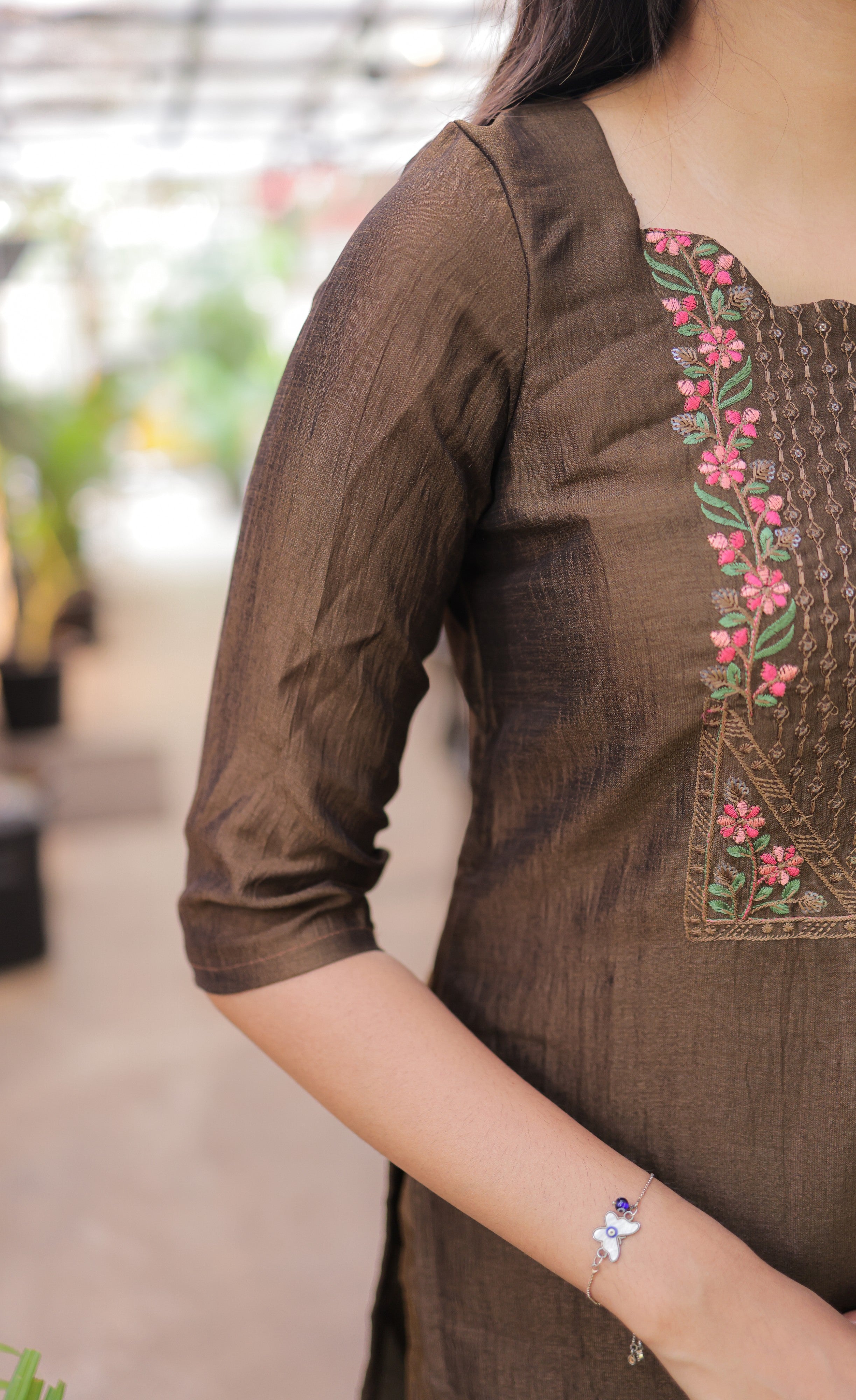 Nakshatra Georgette Salwar -  Chocolate Brown