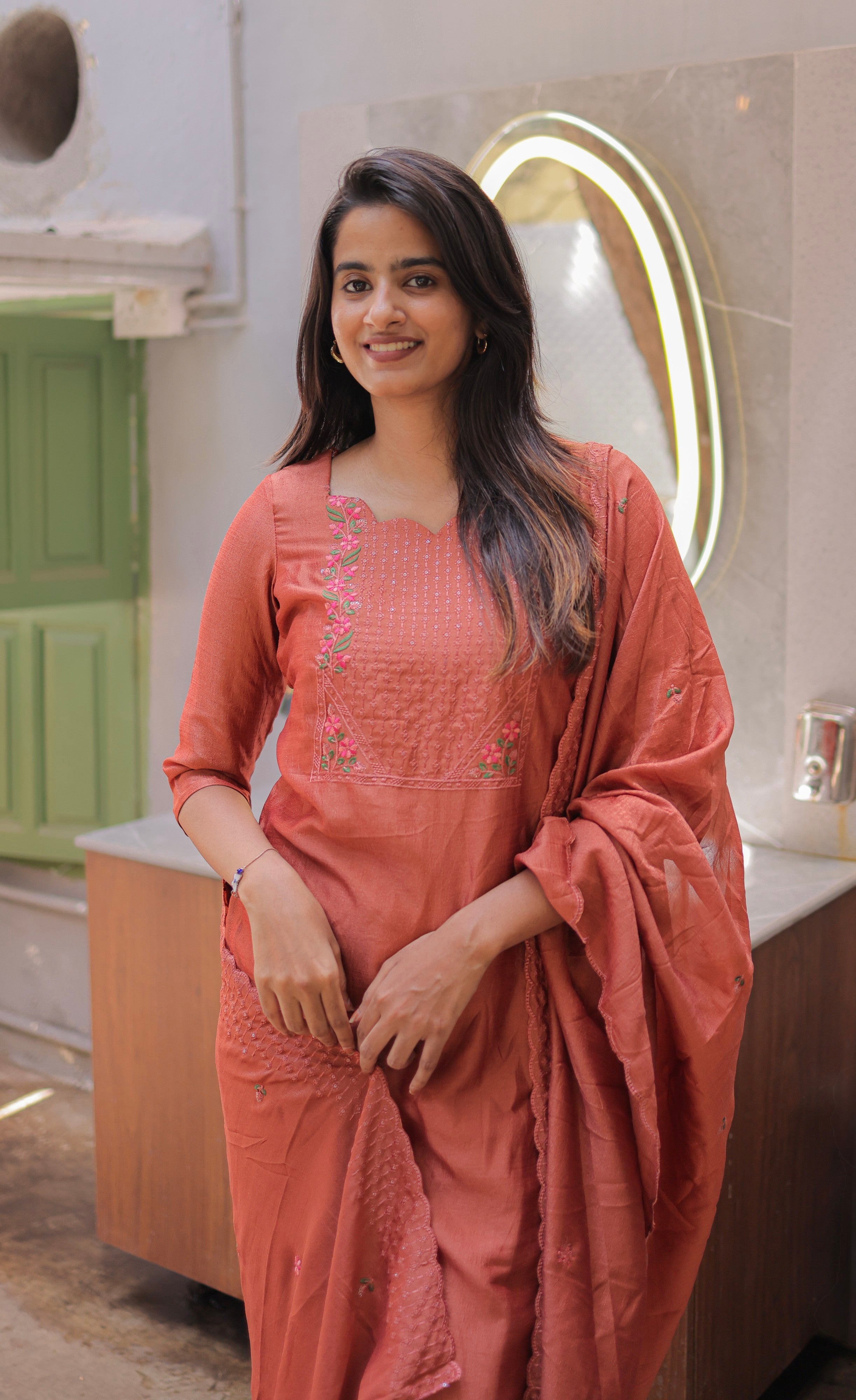 Nakshatra Georgette Salwar -  Burnt Orange