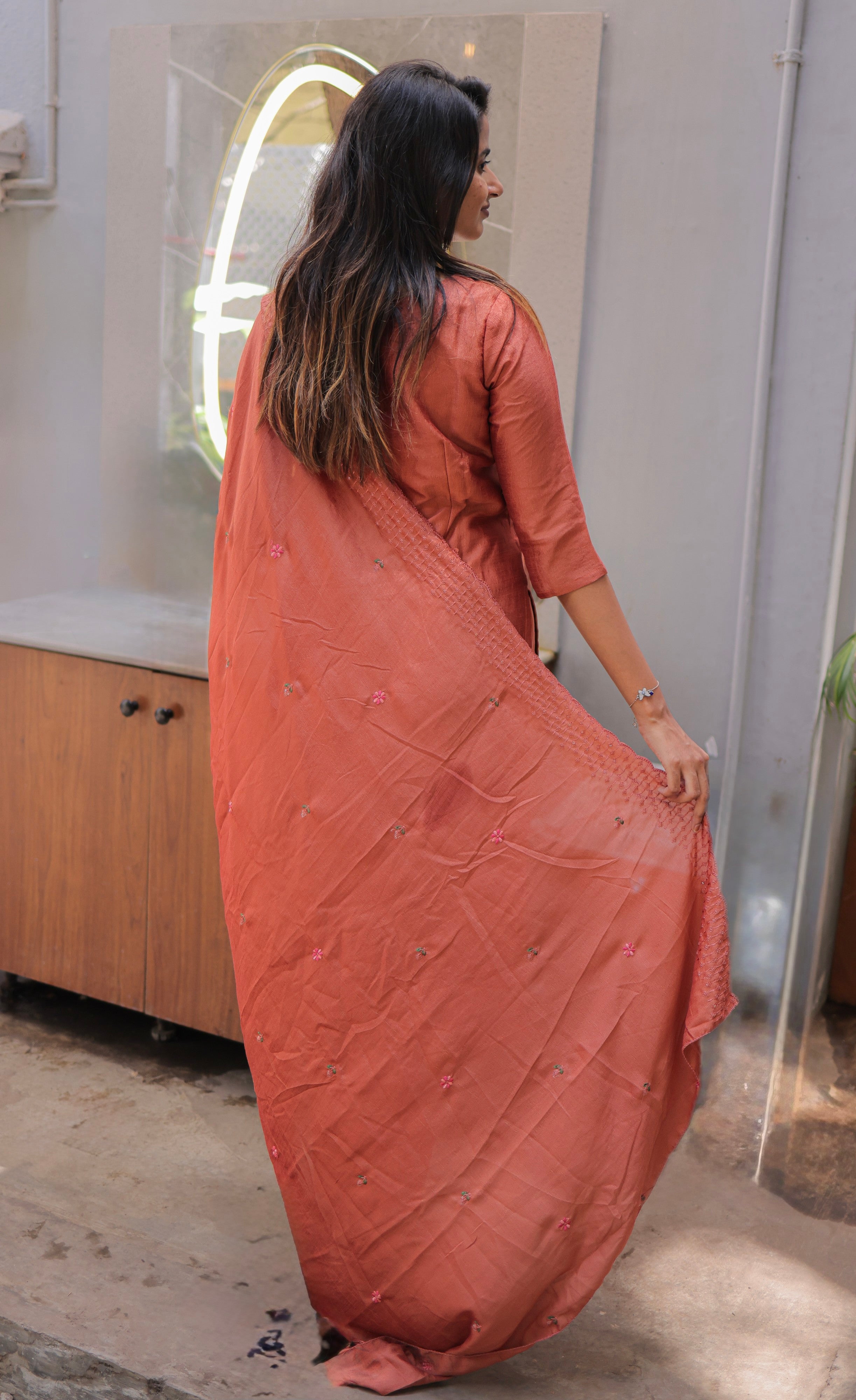 Nakshatra Georgette Salwar -  Burnt Orange