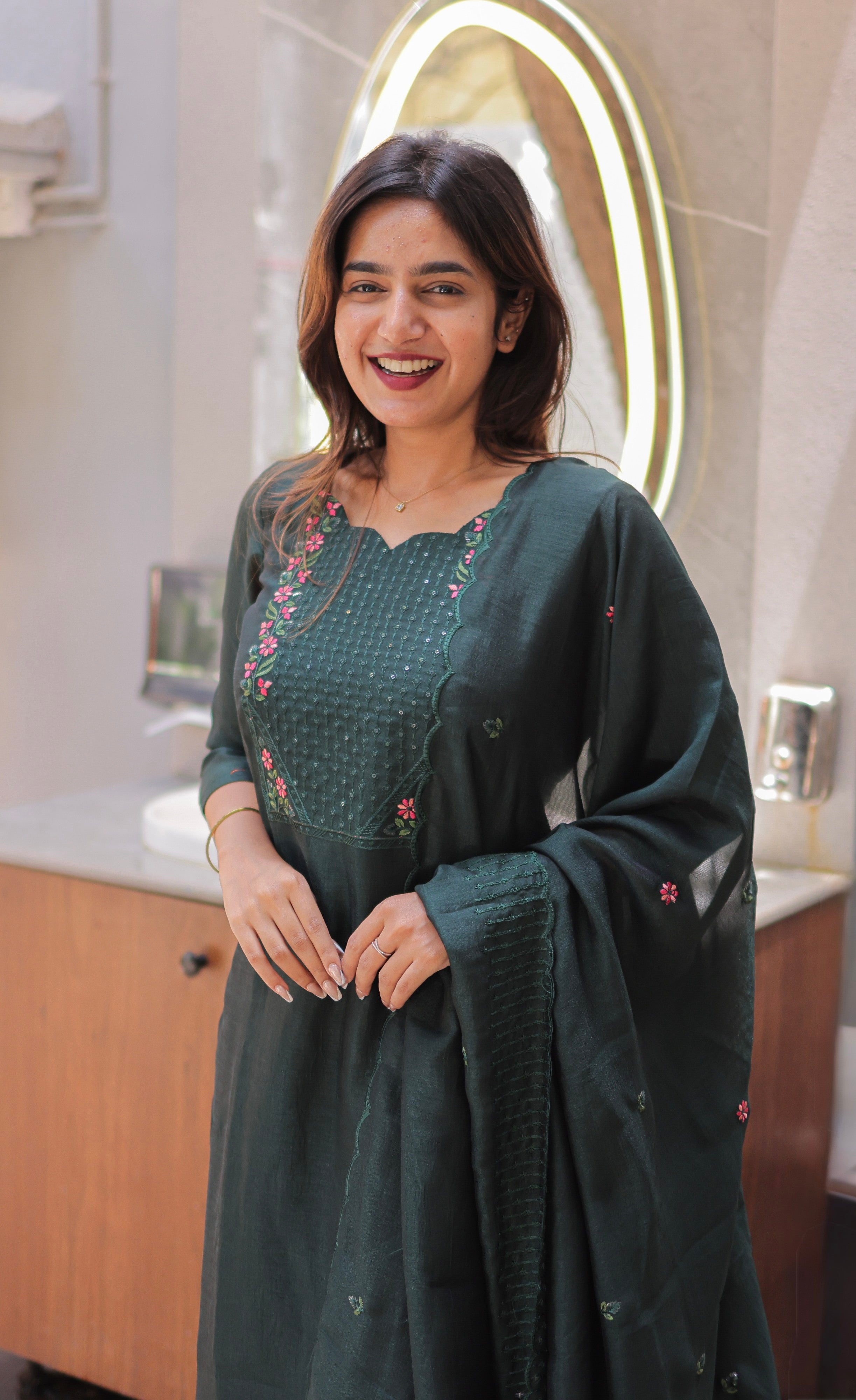 Nakshatra Georgette Salwar -  Dark Green