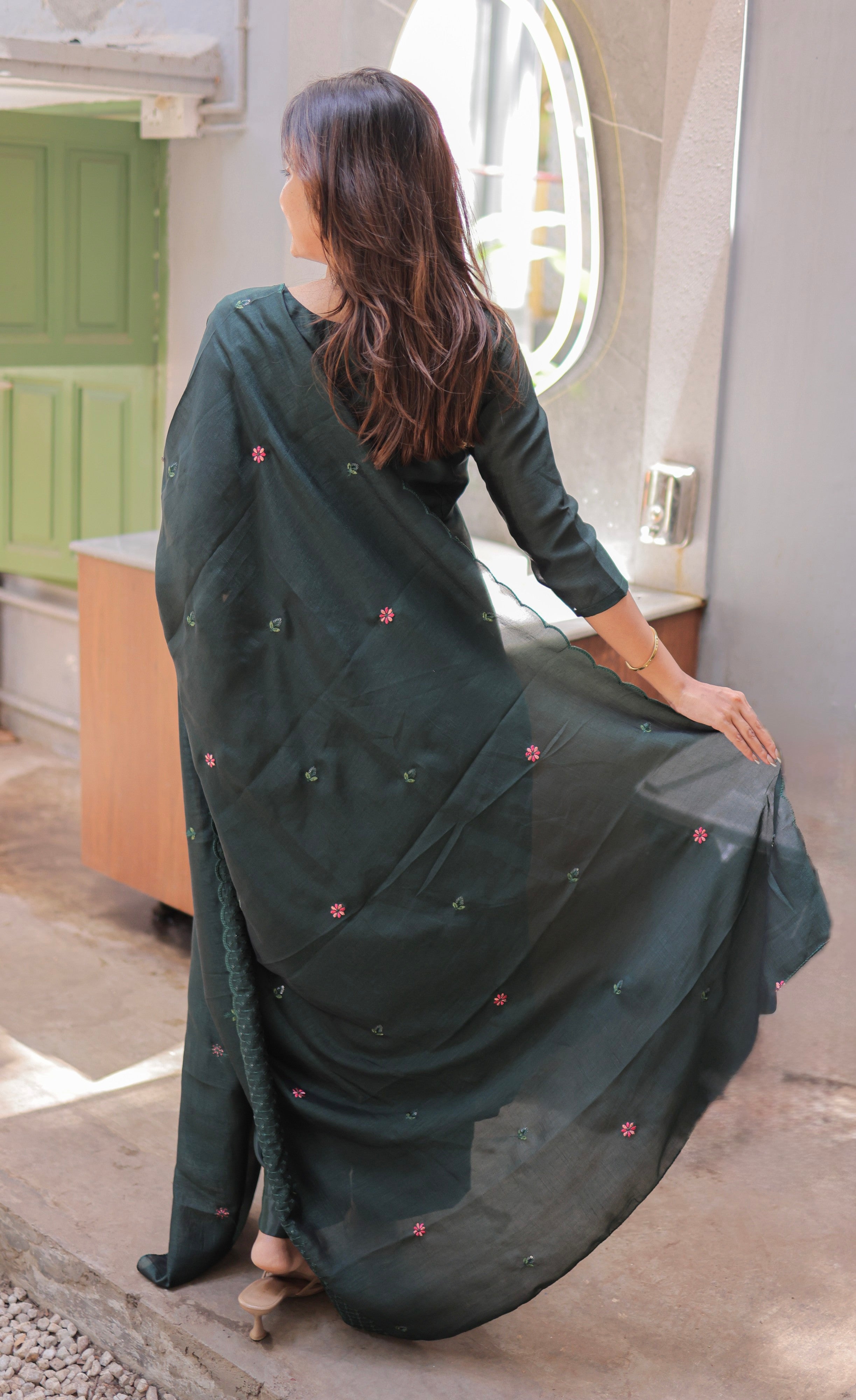 Nakshatra Georgette Salwar -  Dark Green