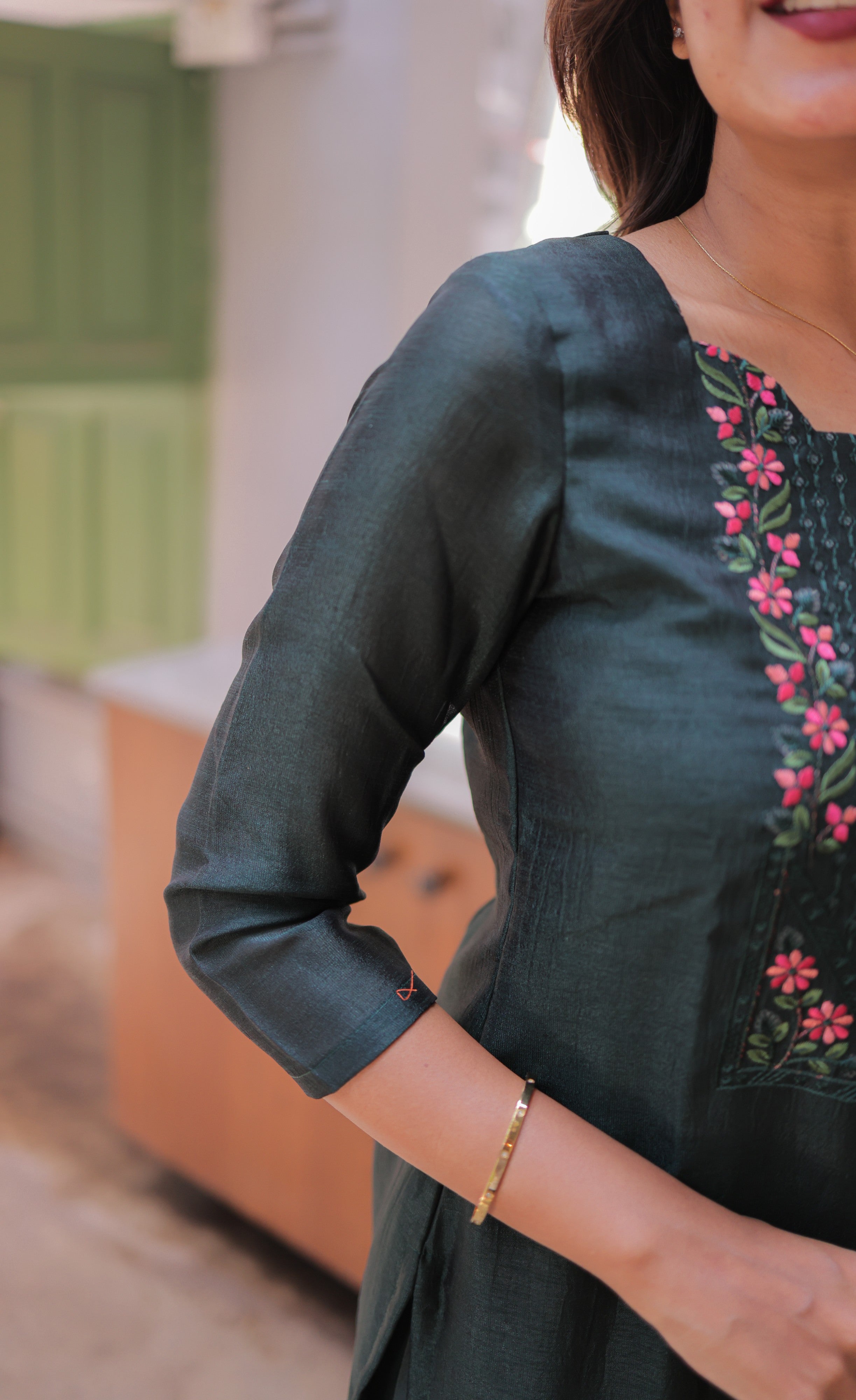 Nakshatra Georgette Salwar -  Dark Green