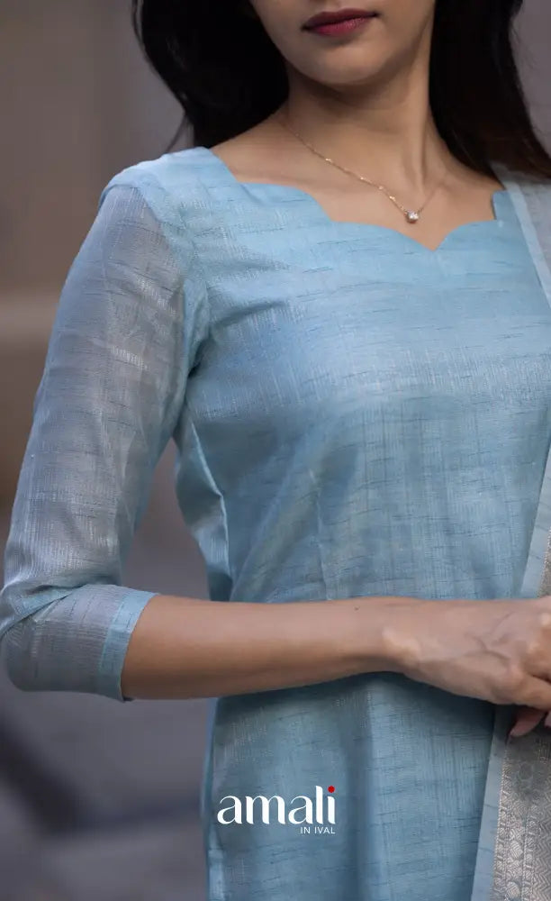 Athira Chanderi Salwar - Light Blue and Gold salwar