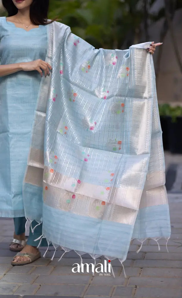 Athira Chanderi Salwar - Light Blue and Gold salwar