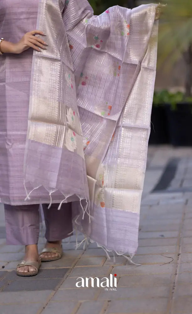 Athira Chanderi Salwar - two tone lilac and and Gold salwar