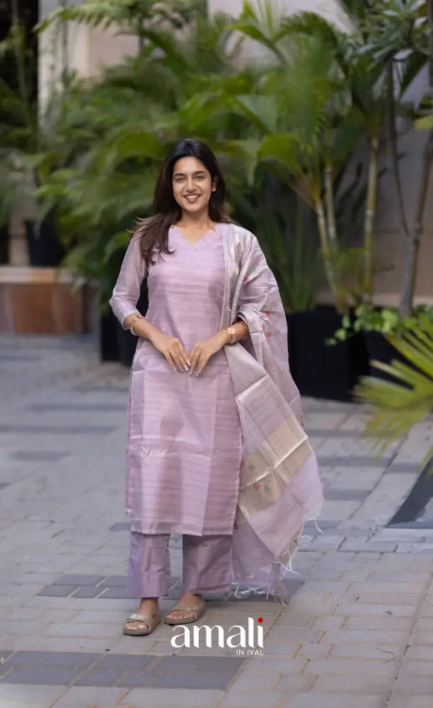 Athira Chanderi Salwar - two tone lilac and and Gold salwar
