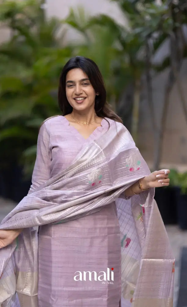 Athira Chanderi Salwar - two tone lilac and and Gold salwar
