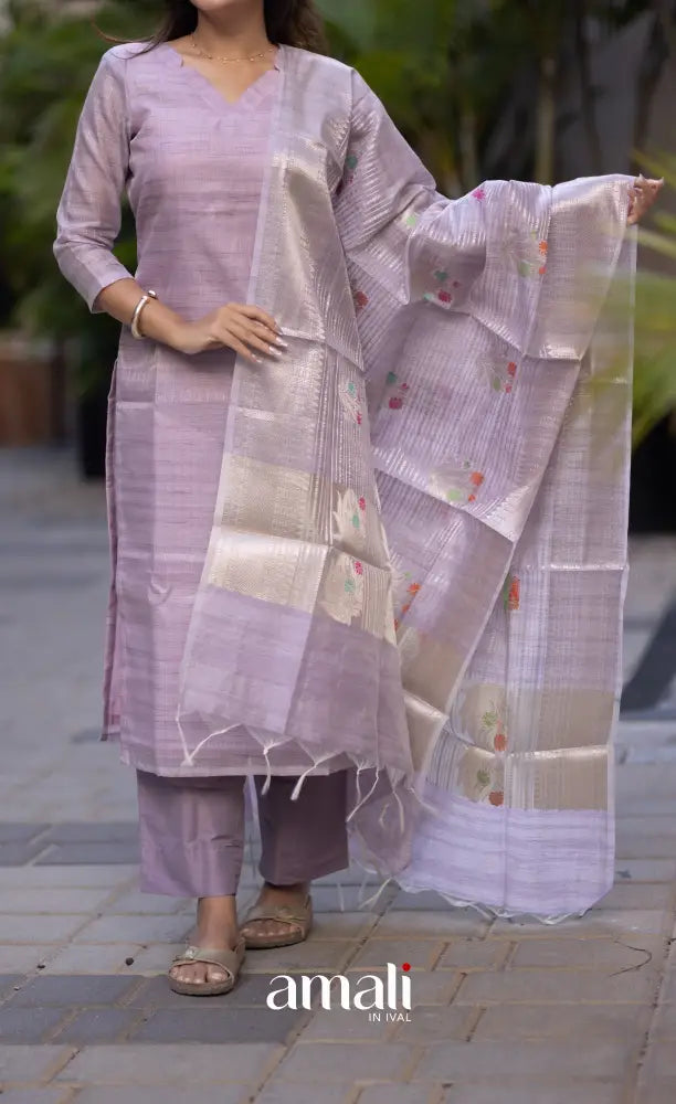 Athira Chanderi Salwar - two tone lilac and and Gold salwar