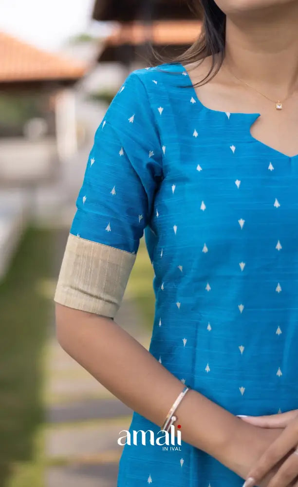 Athira handloom Cotton Salwar - Light Blue and Sandal salwar