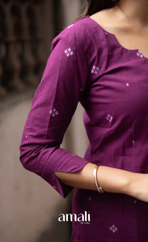 Athira handloom Cotton Salwar - Plum and Lilac salwar
