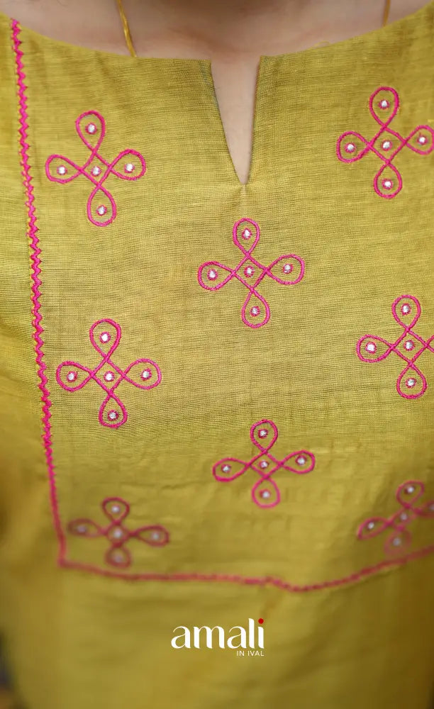 Athira Henna Yellow Chanderi Salwar salwar