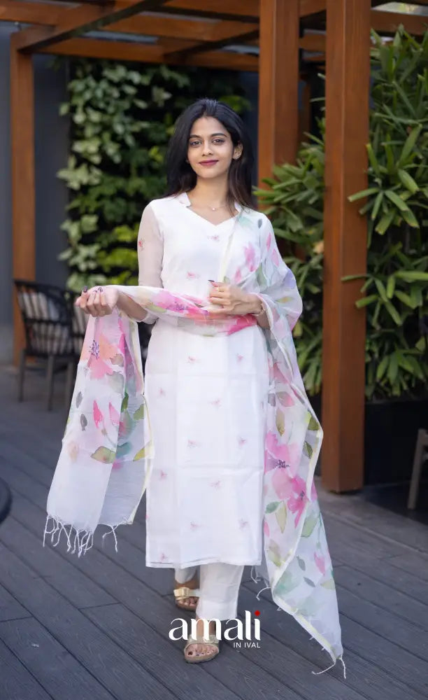 Athira Kota Salwar - White and pink salwar