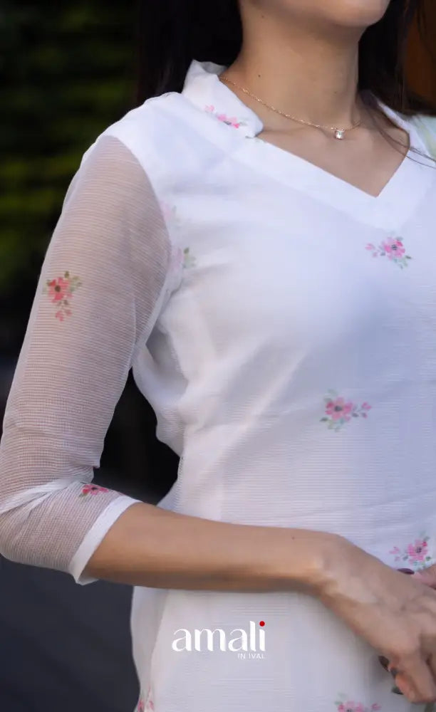 Athira Kota Salwar - White and pink salwar