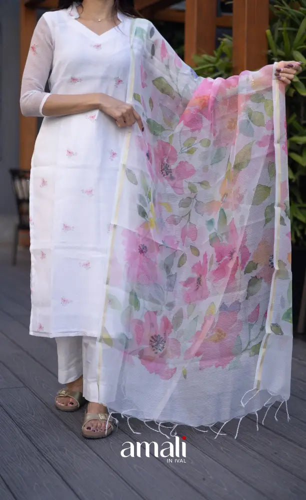 Athira Kota Salwar - White and pink salwar