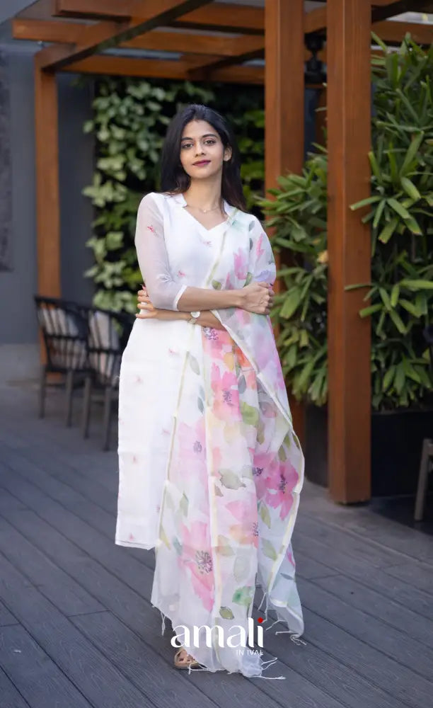 Athira Kota Salwar - White and pink salwar