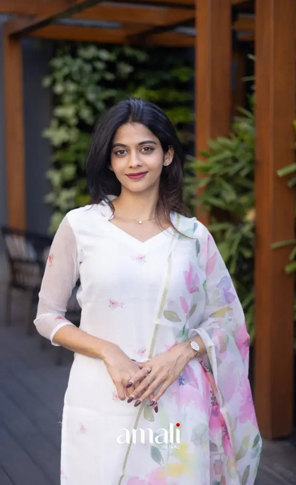 Athira Kota Salwar - White and pink salwar