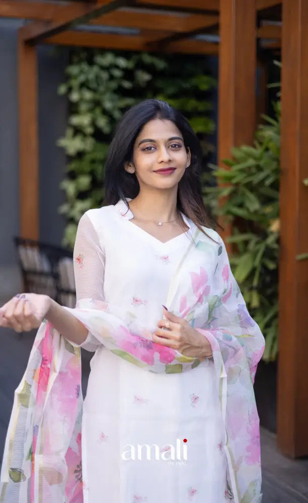 Athira Kota Salwar - White and pink salwar