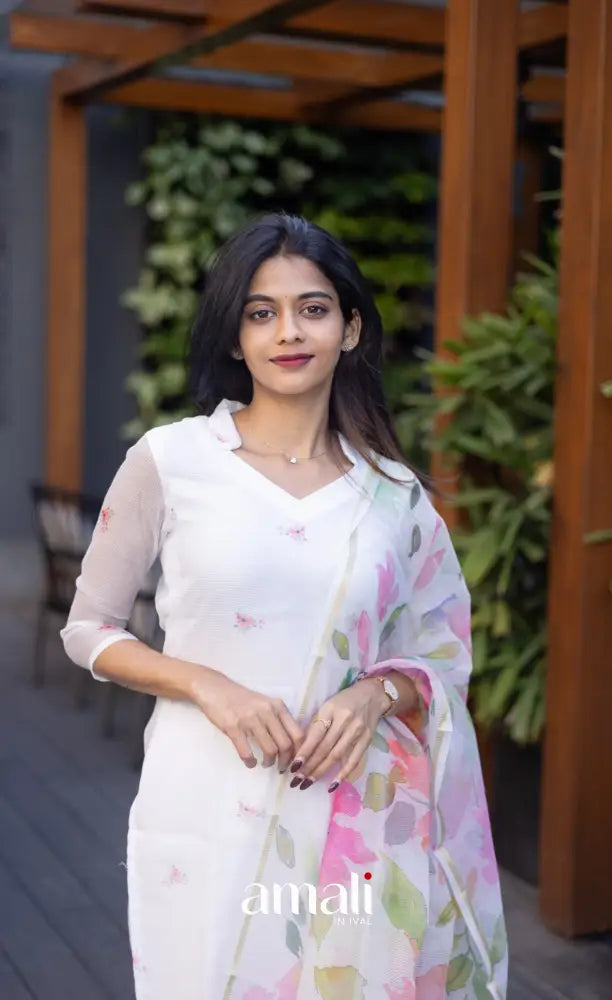 Athira Kota Salwar - White and pink salwar