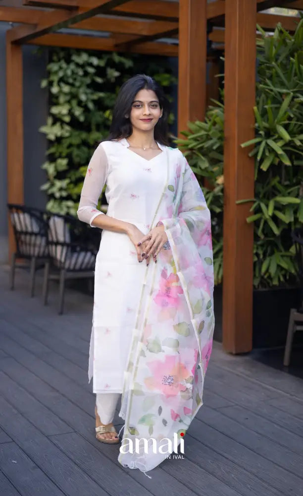 Athira Kota Salwar - White and pink salwar