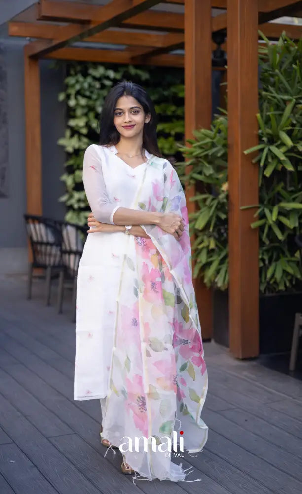 Athira Kota Salwar - White and pink salwar