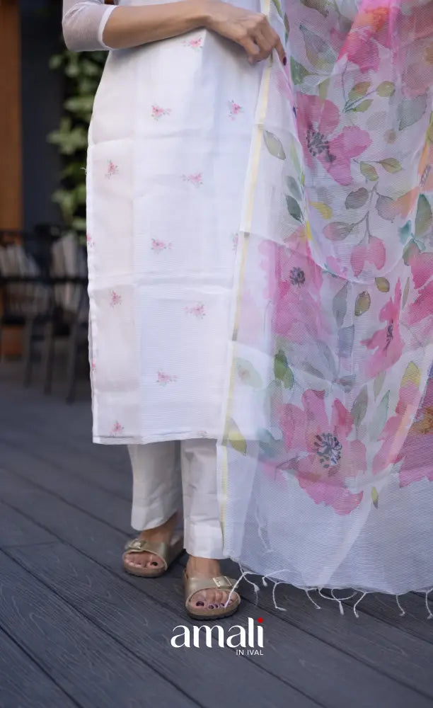 Athira Kota Salwar - White and pink salwar