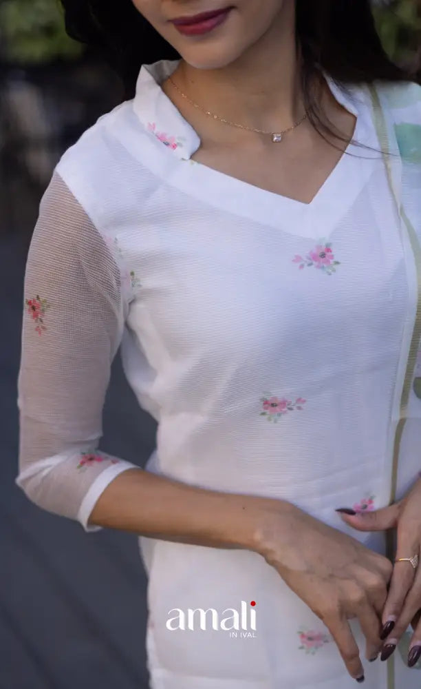 Athira Kota Salwar - White and pink salwar