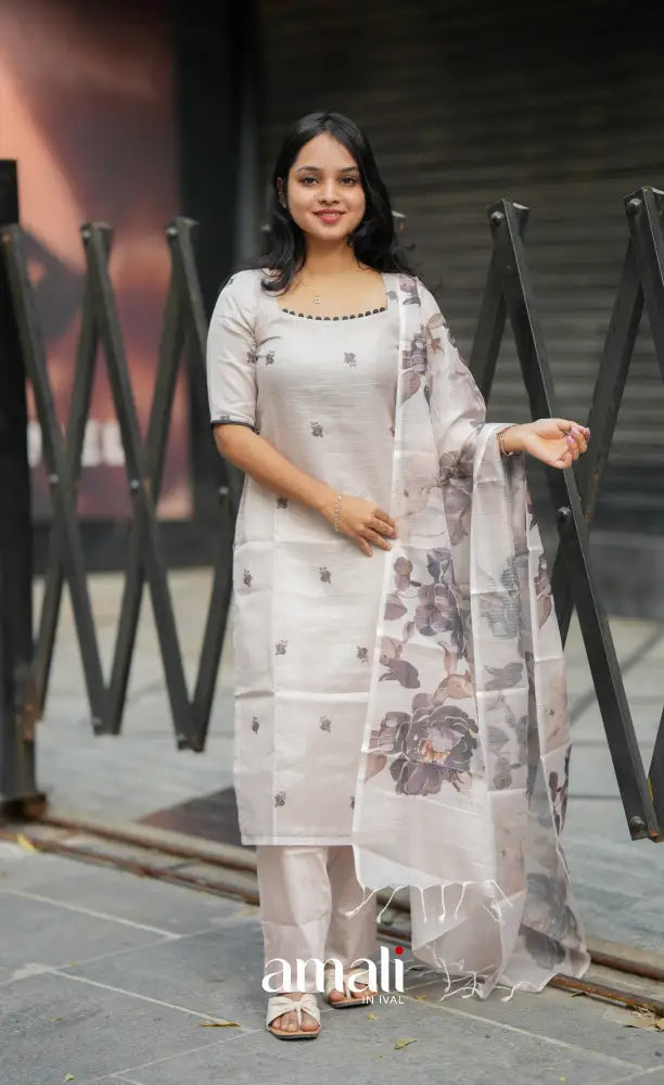 Athira Light Grey and Black Kota Salwar salwar