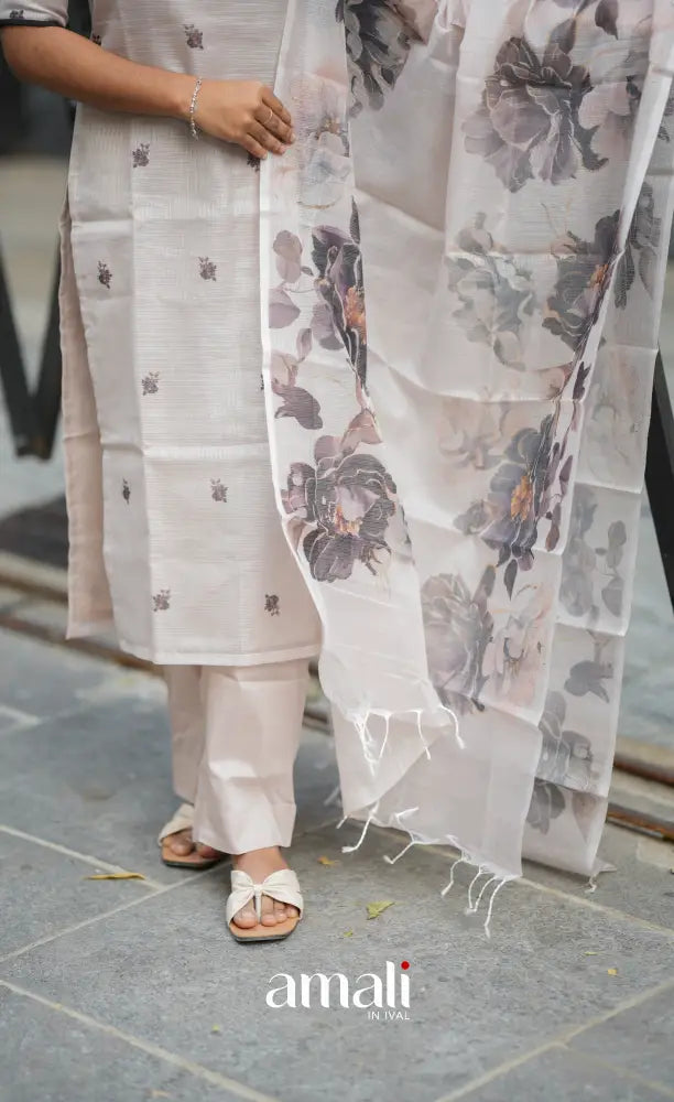 Athira Light Grey and Black Kota Salwar salwar