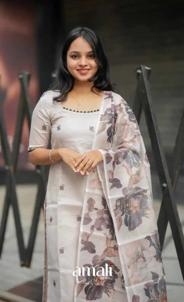 Athira Light Grey and Black Kota Salwar salwar