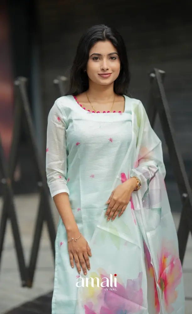 Athira Light Teal and Pink Kota Salwar salwar