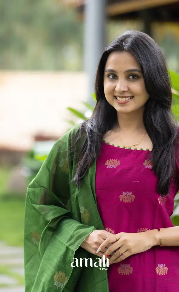 Athira Magenta Pink with Green Salwar salwar